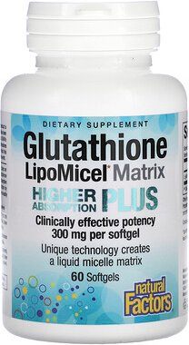 Natural Factors, Glutathione LipoMicel Matrix, 300 mg, 60 Weichkapseln