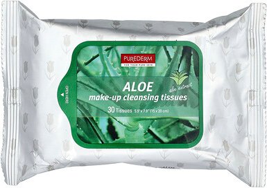 Purederm, Make-up Cleansing Tissues, Make-up-Reinigungstücher, Aloe, 30 Tücher