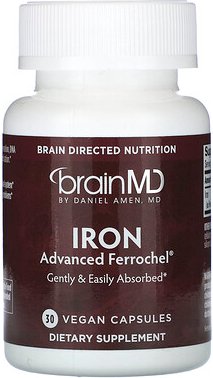 BrainMD, Iron, 30 vegane Kapseln (25 mg pro Kapsel)