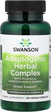 Thumbnail - Swanson, Adaptogenic Herbal Complex mit Rhodiola, Ashwagandha und Ginseng, 60 vegane Kapseln