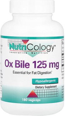 Nutricology, Ox Bile, Ochsengalle, 125 mg, 180 vegetarische Kapseln