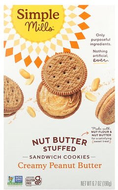 Thumbnail - Simple Mills, Mit Nussbutter gefüllte Sandwich-Kekse, cremige Erdnussbutter, 190 g (6,7 oz.)