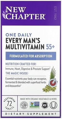 Thumbnail - New Chapter, Every Man's One Daily 55+ Multivitamin, 72 vegetarische Tabletten
