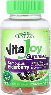21st Century, VitaJoy® Sambucus Elderberry Gummies, Holunder-Fruchtgummis, 60 vegetarische Fruchtgummis