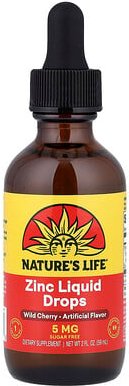 Nature's Life, Zinc Liquid Drops, flüssige Zinktropfen, Wildkirsche, 59 ml (2 fl. oz.)