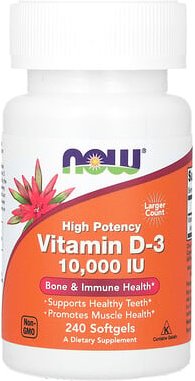 NOW Foods, Vitamin D-3, High Potency, hochwirksames Vitamin D3, 10.000 IU, 240 Weichkapseln
