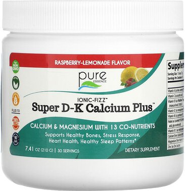 Pure Essence, lonic-Fizz™, Super DK Calcium Plus™, Himbeer-Limonade, 210 g (7,41 oz.)