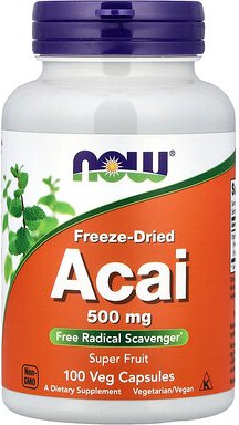 NOW Foods, Açaí-Beere, gefriergetrocknet, 100 pflanzliche Kapseln (500 mg pro Kapsel)