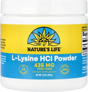 Nature's Life, L-Lysine HCI Powder, L-Lysin-HCI-Pulver, 435 mg, 200 g (7 oz.)
