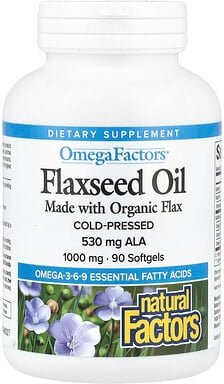 Natural Factors, OmegaFactors, Leinsamenöl, 1.000 mg, 90 Weichkapseln
