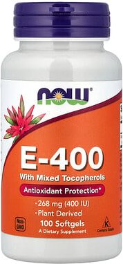 NOW Foods, E-400 mit gemischten Tocopherolen, 268 mg (400 IU), 100 Weichkapseln