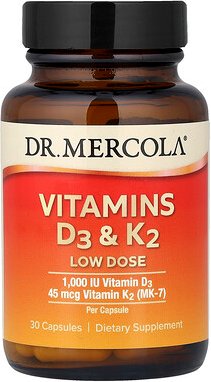 Dr. Mercola, Vitamine D3 und K2 Low Dose, 30 Kapseln
