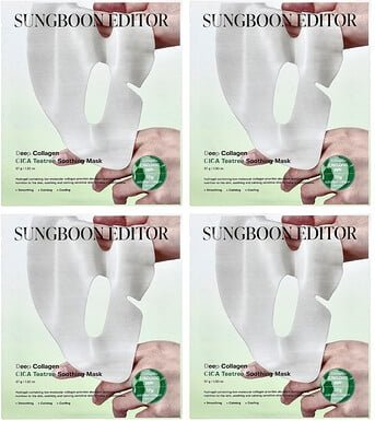 Thumbnail - Sungboon Editor, Deep Collagen CICA Teatree Soothing Mask, beruhigende Maske mit Teebaum, 4er Pack, je 37 g (1,30 oz.).