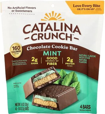 Catalina Crunch, Chocolate Cookie Bar, Schokoladen-Cookie-Riegel, Minze, 4 Riegel, je 33 g (1,16 oz.).