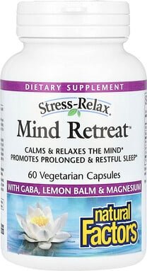 Natural Factors, Stress-Relax, Mind Rückzug, 60 pflanzliche Kapseln