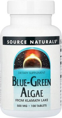 Source Naturals, Blue-Green Algae, blaugrüne Algen, 500 mg, 100 Tabletten