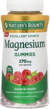 Nature's Bounty, Magnesium Gummies, Magnesium-Fruchtgummis, Himbeere, 90 Fruchtgummis