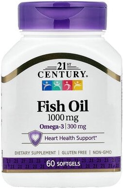 21st Century, Fish Oil, Fischöl, 1.000 mg, 60 Weichkapseln