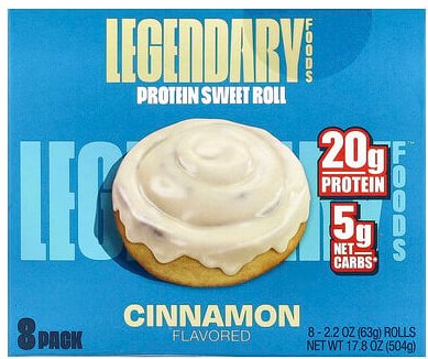 Legendary Foods, Protein-Brötchen, Zimtschnecke, 8er-Pack, je 63 g (2,2 oz.)