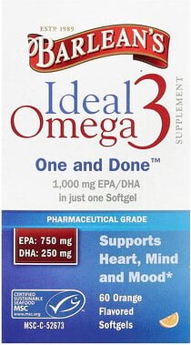 Barlean's, Ideal Omega 3, Orange, 60 Weichkapseln