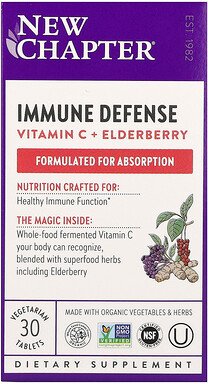 New Chapter, Immunabwehr, Vitamin C + Holunder, 30 vegetarische Tabletten
