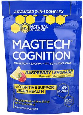 Natural Stacks, Magtech® Cognition, Himbeere & Limonade, 14 Sticks, je 5,3 g