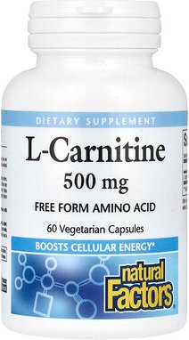 Natural Factors, L-Carnitin, 500 mg, 60 vegetarische Kapseln