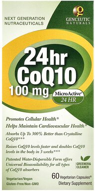 Genceutic Naturals, 24hr CoQ10, CoQ10 mit 24 Stunden anhaltender Freisetzung, 100 mg, 60 Vegetarian Capsules®