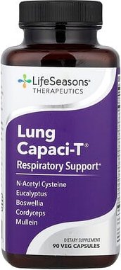 LifeSeasons, Lung Capaci-T®, Respiratory Support, Unterstützung der Atemwege, 90 pflanzliche Kapseln