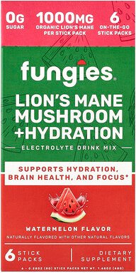 Fungies, Lion‘s Mane Mushroom + Hydration, Electrolyte Drink Mix, Löwenmähne-Pilz + Hydration, Elektrolyt-Trinkmischung,...