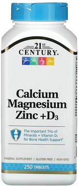 Thumbnail - 21st Century, Calcium-Magnesium-Zink + D3, 250 Tabletten