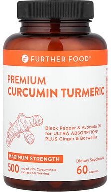 Further Food, Premium Curcumin Kurkuma, maximale Stärke, 500 mg, 60 Kapseln