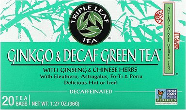 Triple Leaf Tea, Ginkgo und entkoffeinierter grüner Tee, 20 Teebeutel, 36 g (1,27 oz.)