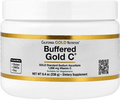 California Gold Nutrition, Buffered Gold C, säurearmes gepuffertes Vitamin-C-Pulver, Natriumascorbat, 238 g (8,40 oz.)