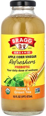 Thumbnail - Bragg, Organic Apple Cider Vinegar Refreshers, Bio-Apfelessig-Erfrischer, Präbiotikum, Honig und Grüner Tee, 473 ml (16 ...