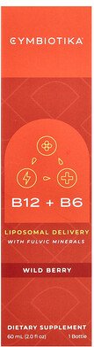Thumbnail - Cymbiotika, B12 + B6, Liposomal Deliver with Fulvic Minerals, liposomale Lieferung mit Fulvin-Mineralien, Wildbeere, 60 ...