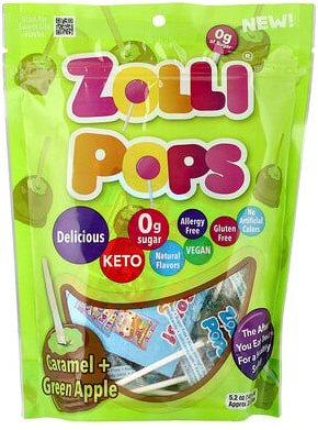 Zollipops, The Clean Teeth Pops, Karamellgrüner Apfel, Ca. 23–25 Pops, 5,2 oz.