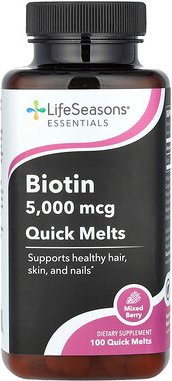 LifeSeasons, Biotin, gemischte Beeren, 5.000 mcg, 100 schnell auflösende Beeren