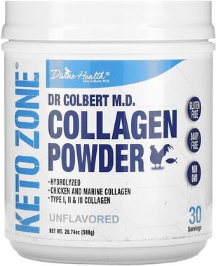 Divine Health, Dr. Colbert's Keto Zone, Kollagenpulver, geschmacksneutral, 588 g (20,74 oz.)
