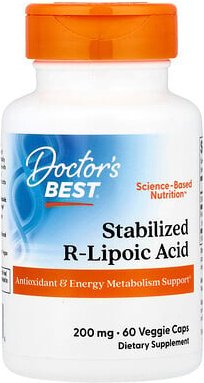 Doctor's Best, Stabilized R-Lipoic Acid, stabilisierte R-Liponsäure, 200 mg, 60 pflanzliche Kapseln