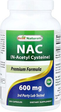 Best Naturals, NAC, N-Acetylcystein, 600 mg, 250 Kapseln