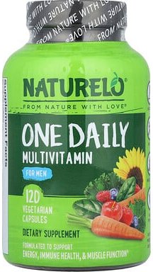 NATURELO, One Daily Multivitamin for Men, Multivitaminpräparat für Männer, 120 pflanzliche Kapseln