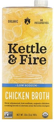 Kettle & Fire, Hühnerbrühe, natriumarm, 907 g (32 oz.)