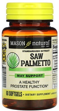 Thumbnail - Mason Natural, Saw Palmetto, standardisiertes Extrakt, 60 Weichkapseln (160 mg pro Weichkapsel)
