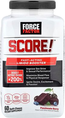 Thumbnail - Force Factor, Score!®, Fast-Acting Libido Booster, schnell wirkender Libido-Booster, leidenschaftliche Beere, 60 Kau-Sna...