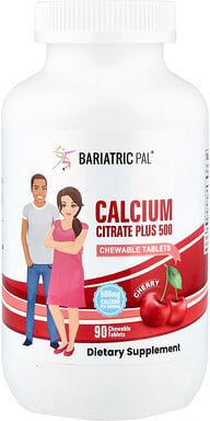 BariatricPal, Calcium Citrate Plus 500, Calciumcitrat Plus 500, Kirsche, 90 Kautabletten