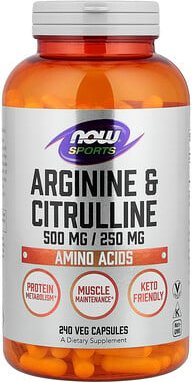 NOW Foods, Sports, Arginin und Citrullin, 240 pflanzliche Kapseln