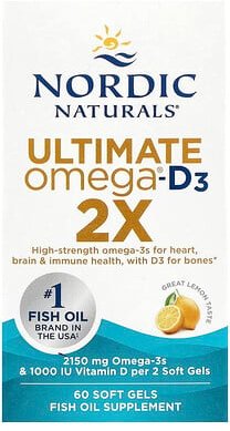 Thumbnail - Nordic Naturals, Ultimate Omega®-D3 2X, Ultimate Omega®-D3 2X, Great Lemon, 60 Weichkapseln