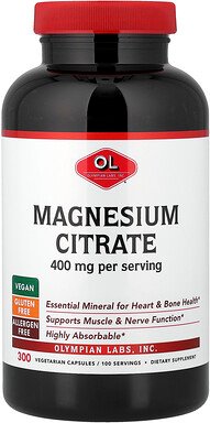 Olympian Labs, Magnesiumcitrat, 300 pflanzliche Kapseln (133 mg pro Kapsel)