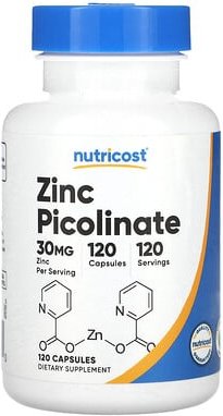 Nutricost, Zinkpicolinat, 30 mg, 120 Kapseln